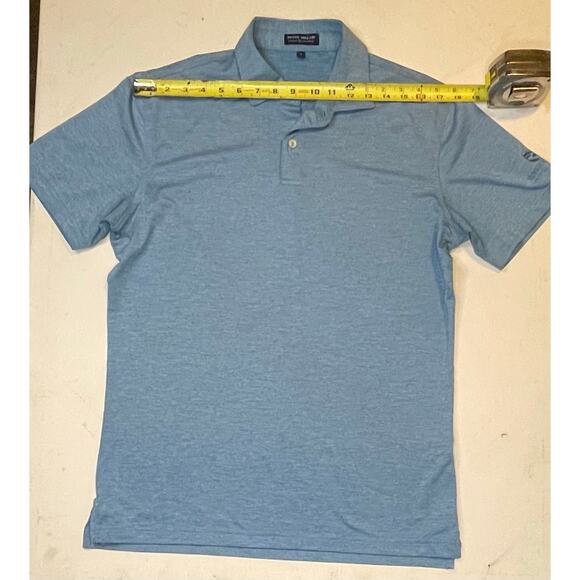Peter Millar Crown Crafted Performance Polo Shirt Blue Heather Knit Sz Sm Golf - Picture 3 of 12